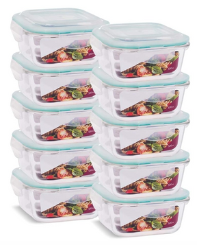 Kit com 9 Potes Herméticos de Vidro (3x 375ml. 3x 475ml. 3x 575ml.) + 6 Copos de Vidro - Promoção 2025